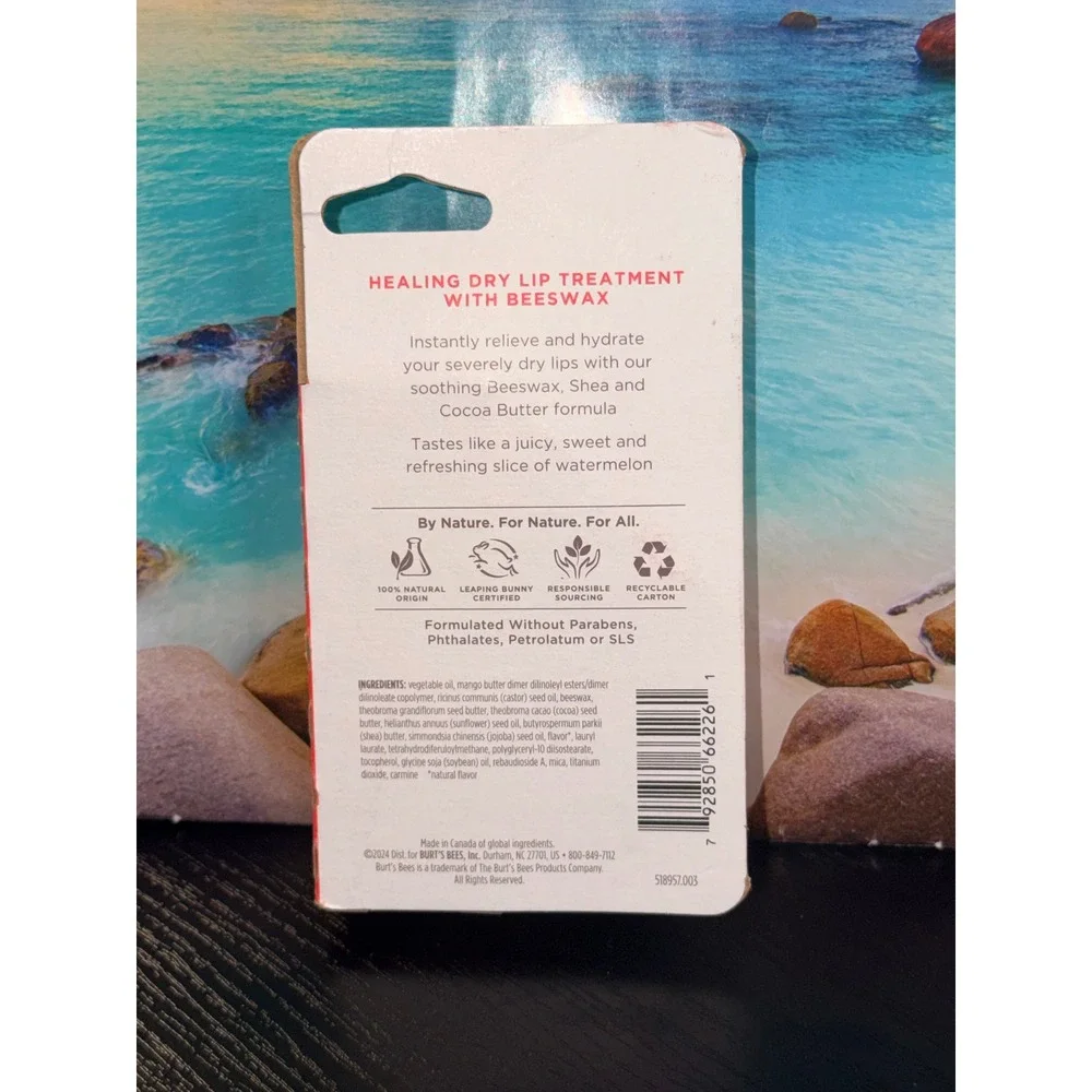 Burt's Bees Rescue Lip Relief Watermelon Healing Dry Lip Treatment 0.35oz NEW